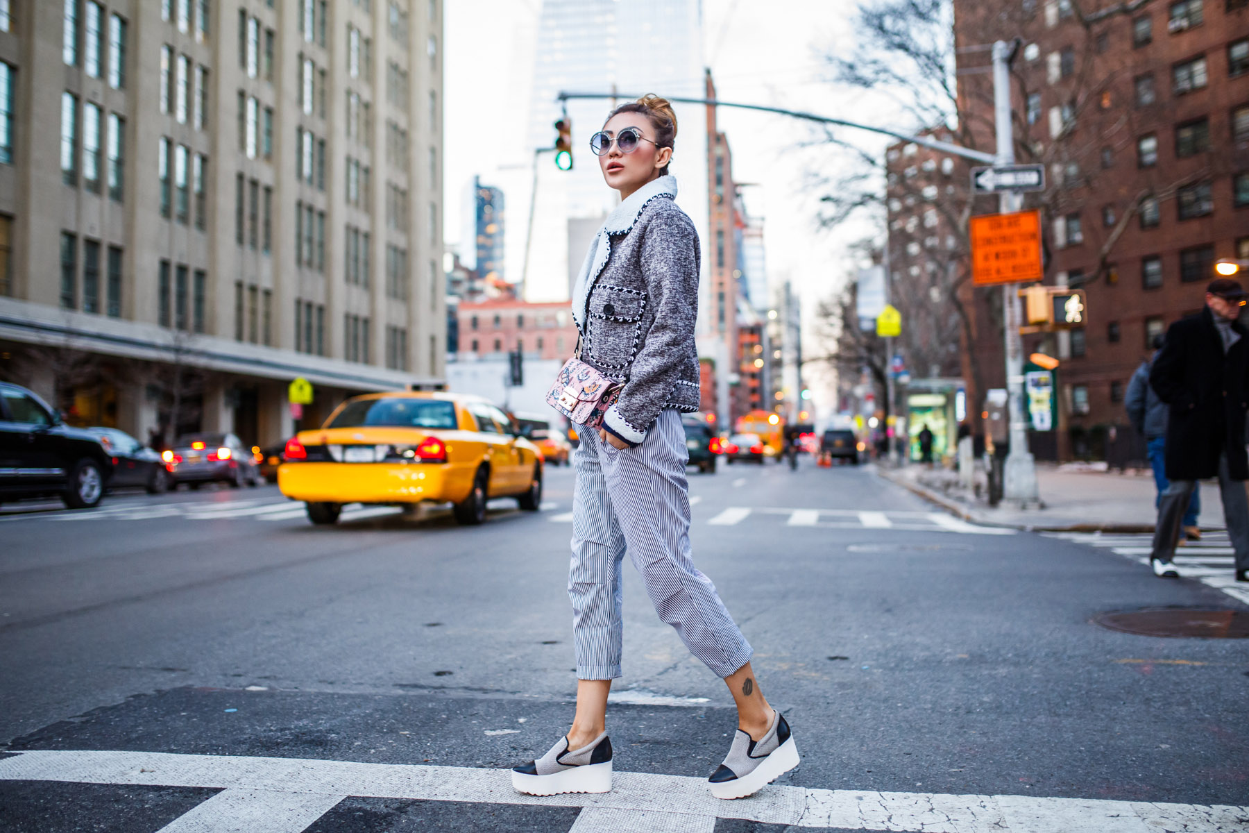 Spring Transitional Jackets -Storets Tweed Jacket & Kendall Kylie Platform Sneakers // NotJessFashion.com