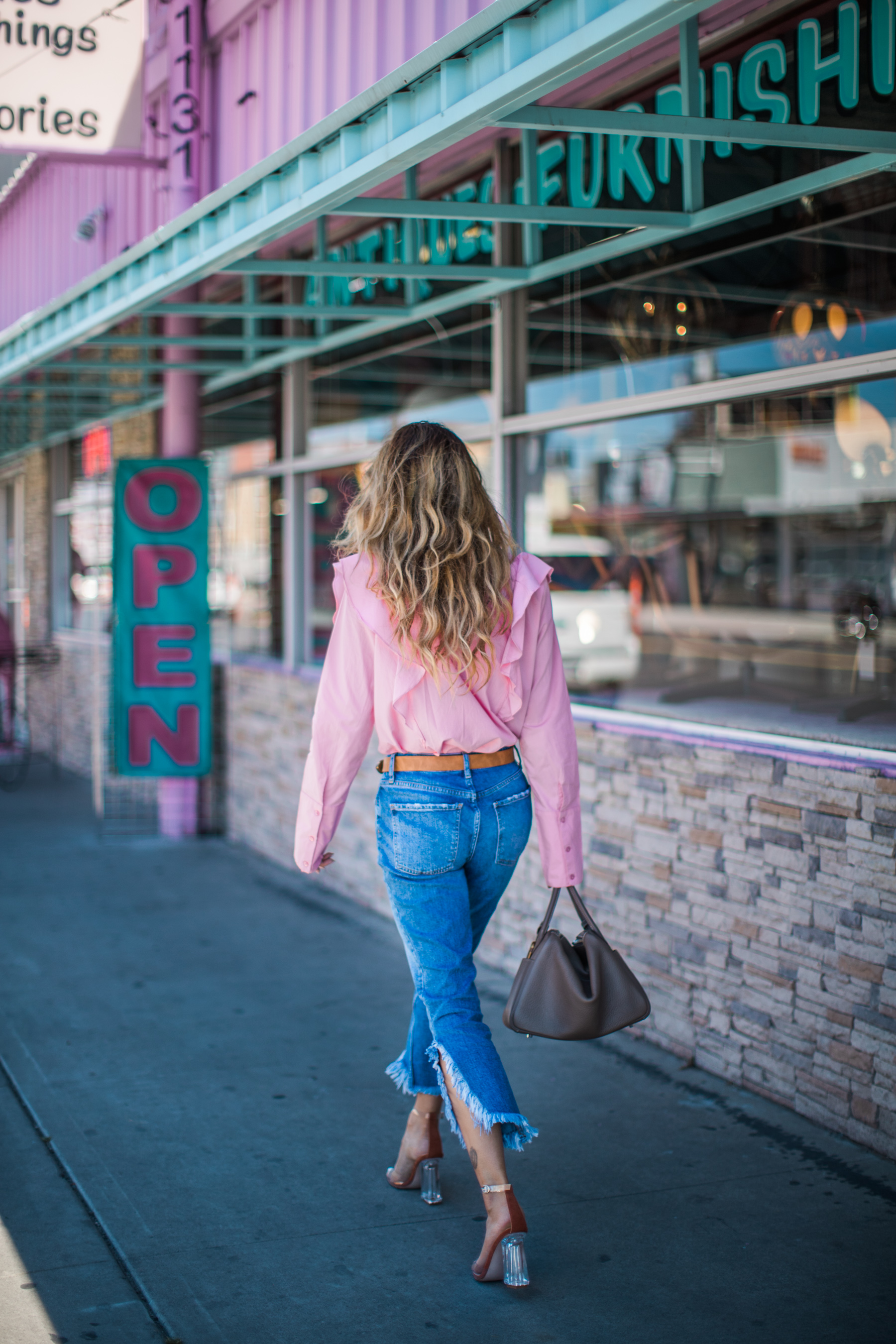 Guide to Wearing Color For Spring - pink lavender outfit, pink ruffle blouse, spring 2018 colors // NotJessFashion.com