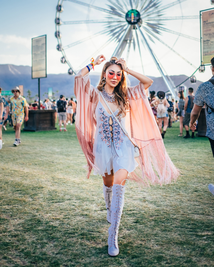 Fringe Kimono and OTK Boots Festival Style - Instagram Outfit Round Up: Coachella 2017 Recap // Notjessfashion.com