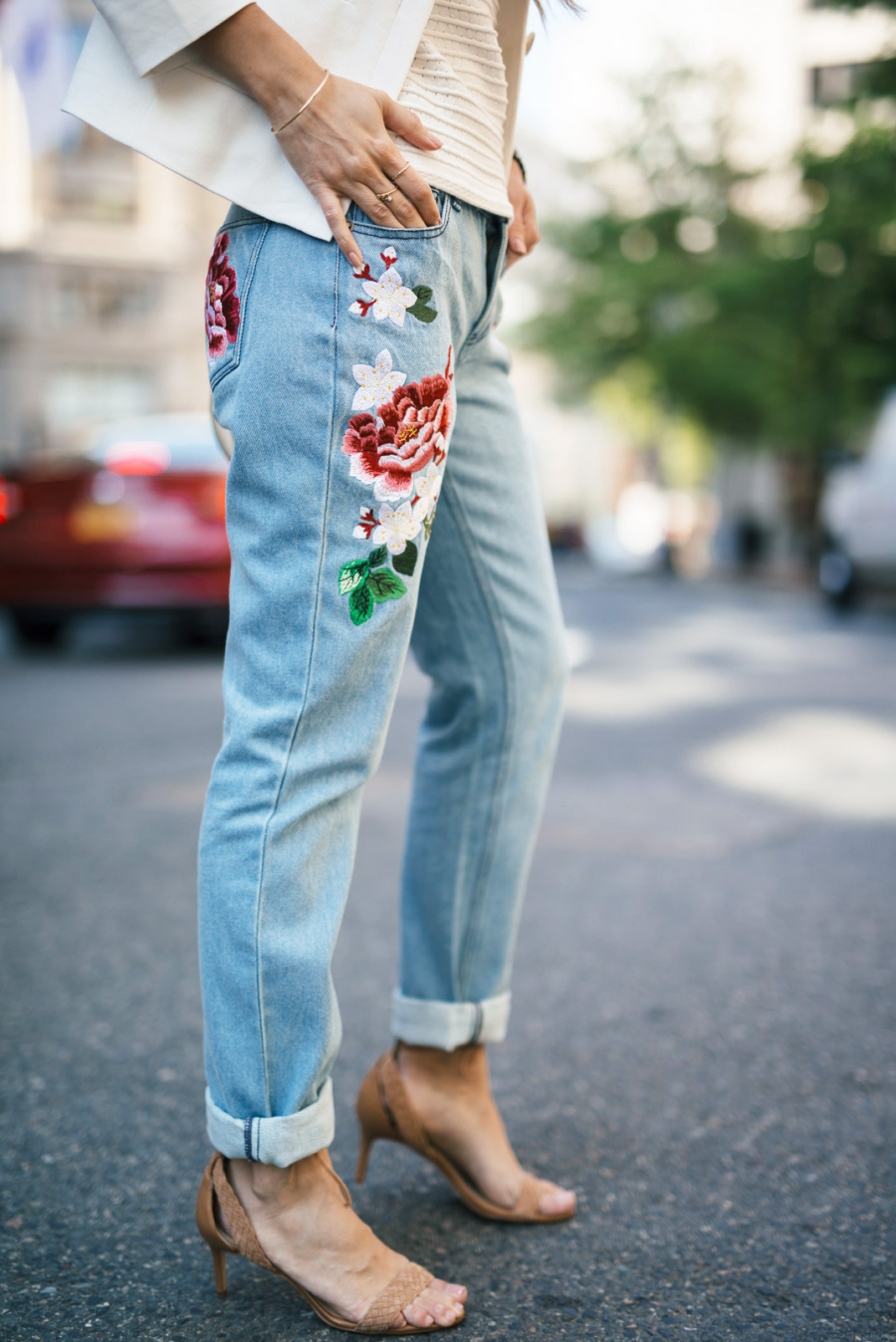 Floral Embroidered Denim Jeans - 7 Pieces That Look Adorable With Flower Embroidery // Notjessfashion.com