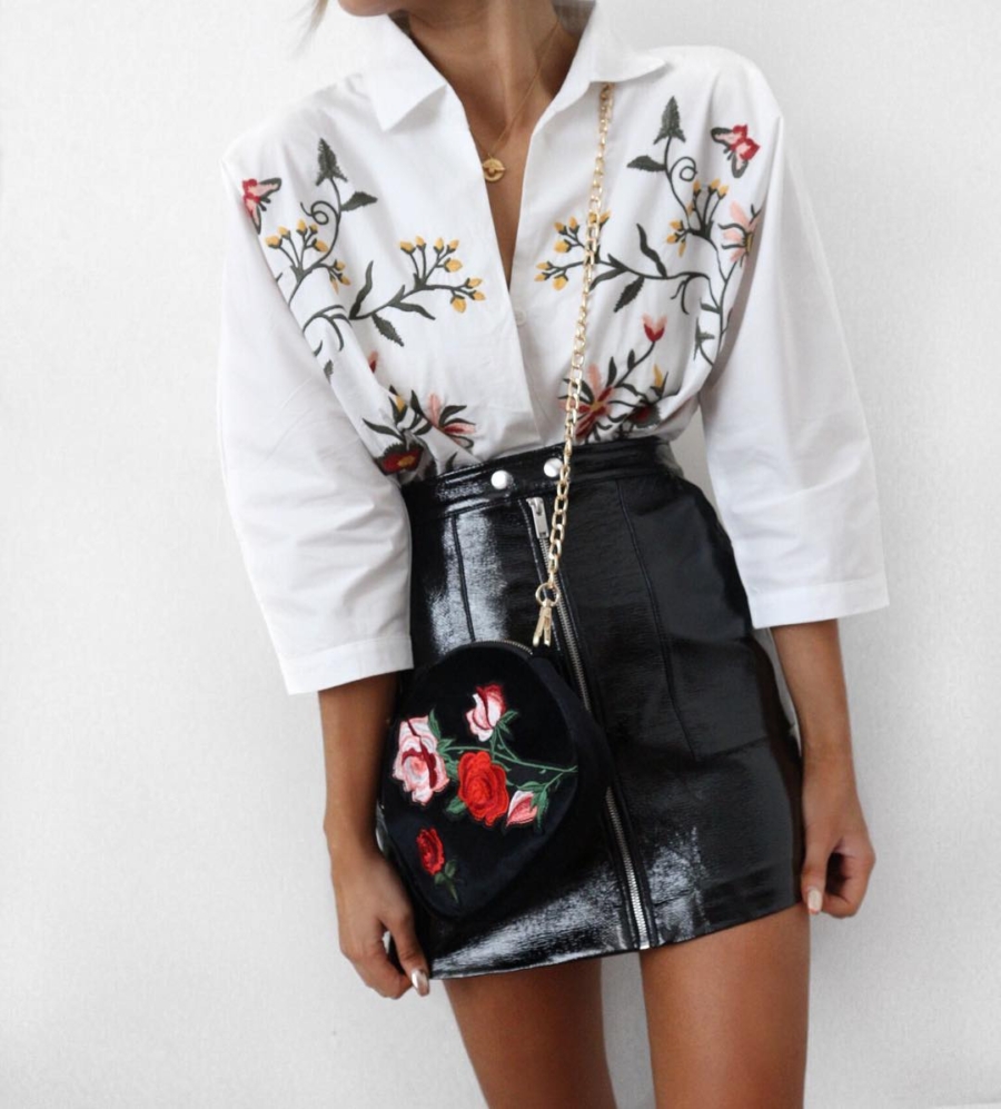 Embroidered Button Up Shirt - - 7 Pieces That Look Adorable With Flower Embroidery // Notjessfashion.com