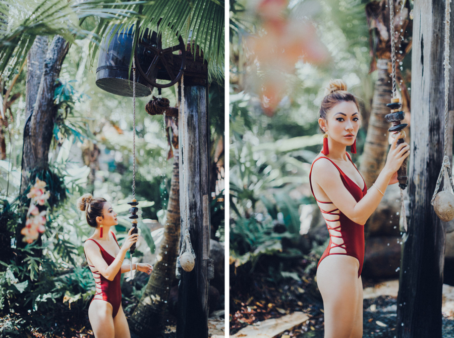 Red Bathing Suits Laced Up Details - Discover Puerto Rico's Best Kept Secret // NotJessFashion.com