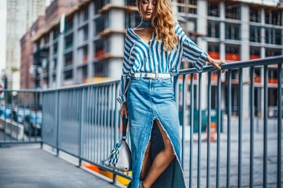 Blue Stripe Top Denim Skirt - The Essential Guide to Pulling Off Summer Stripes // NotJessFashion.com