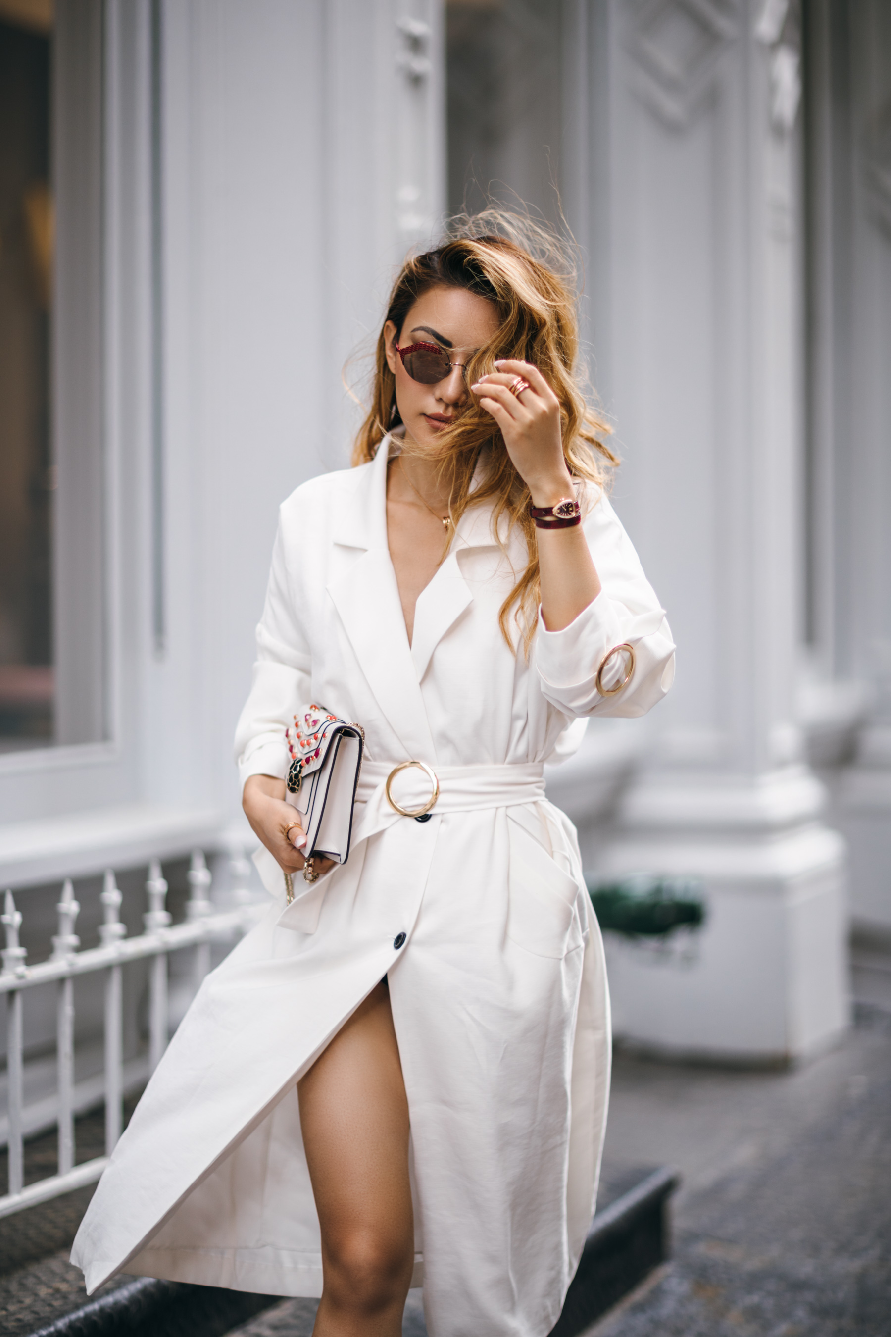 7 Posing Tips for Bloggers - white wrap dress, white trench dress // Notjessfashion.com