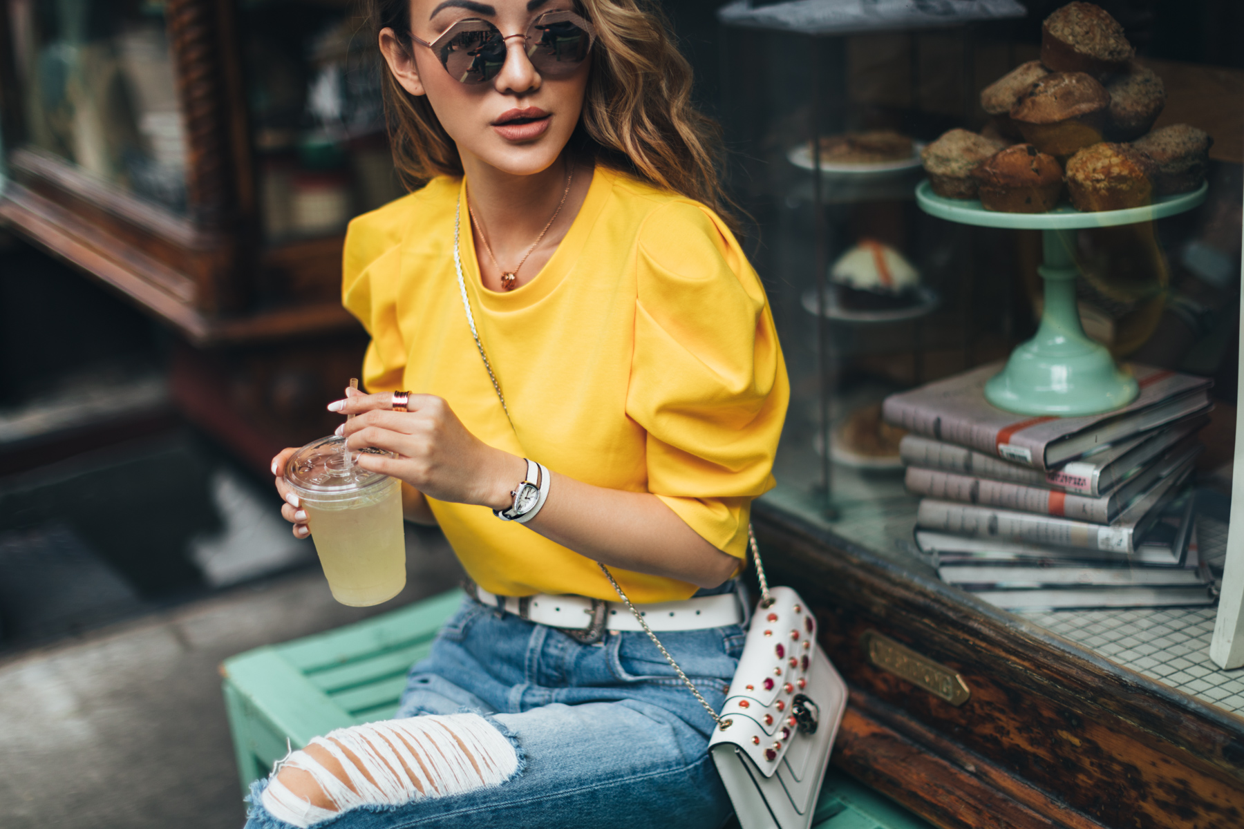 7 Posing Tips for Bloggers - yellow puffy sleeve sweater // Notjessfashion.com