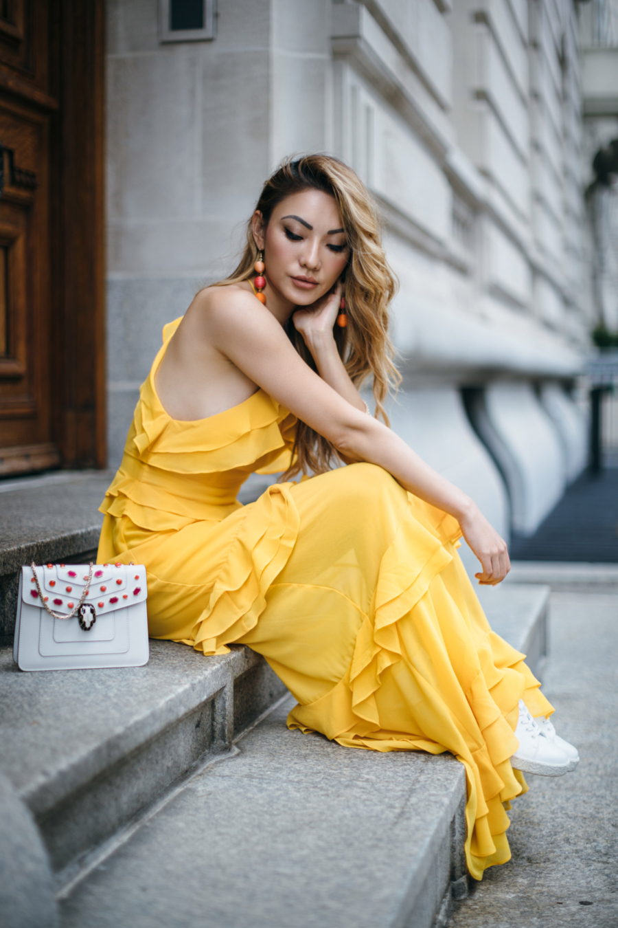 Tier Dress and Sneakers = 8 Pieces To Achieve The Modern Romantic Look // NotJessFashion.com