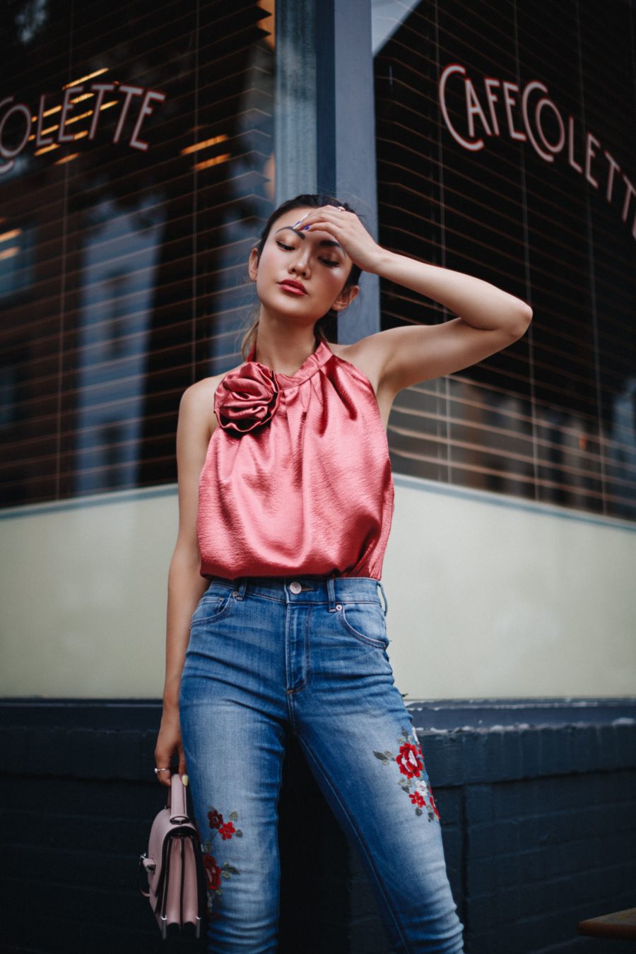 Embroidered Denim and Satin Blouse - Denim Details that Make Jeans Even Hotter this Summer // NotJessFashion.com