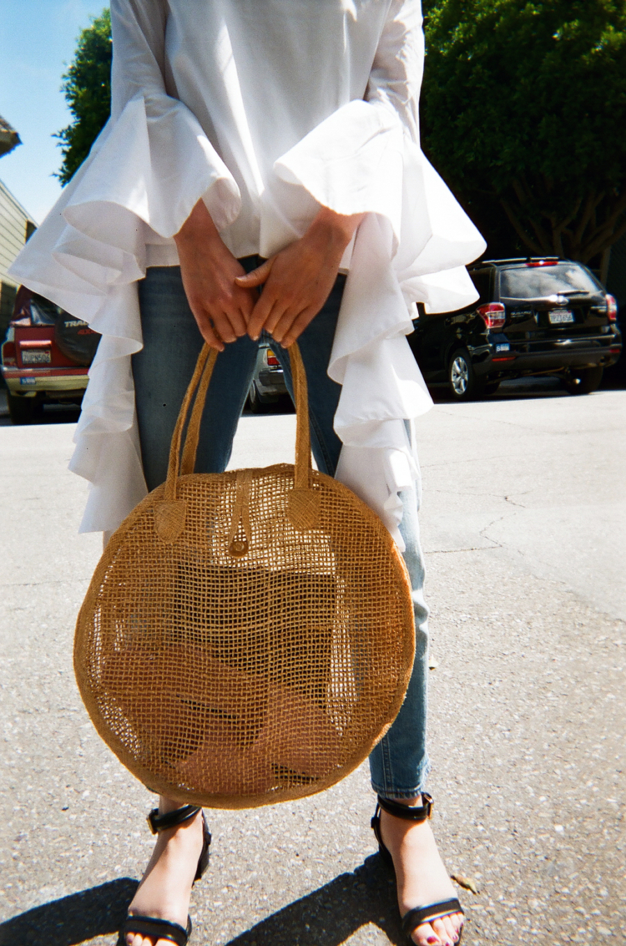 Round Wicker Basket Shoulder Bag - White Ata Bag | Bags, Shoulder bag, Round  bag