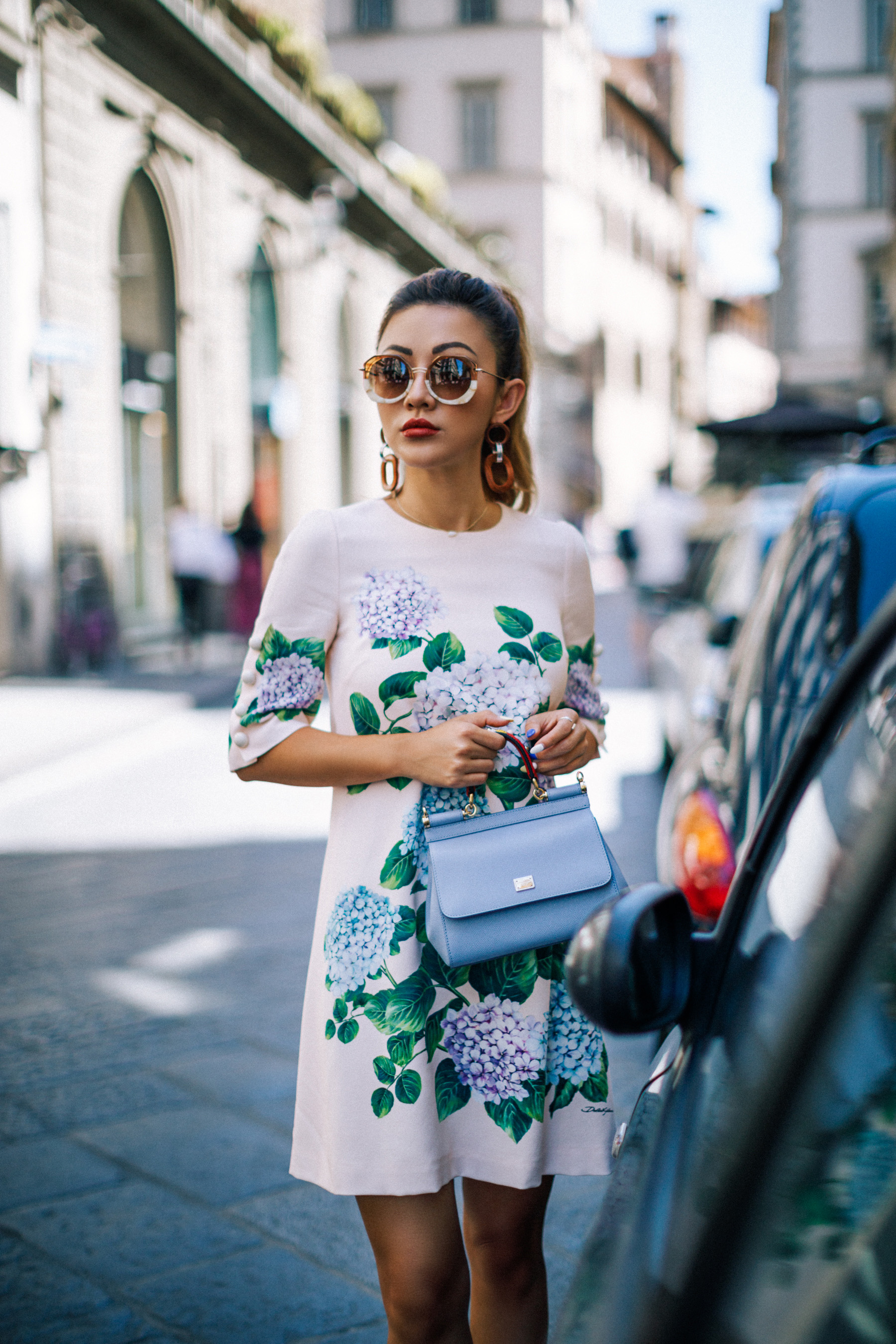 Dolce & Gabbana Hydrangea Shift Dress with Sunglasses // NotJessFashion.com