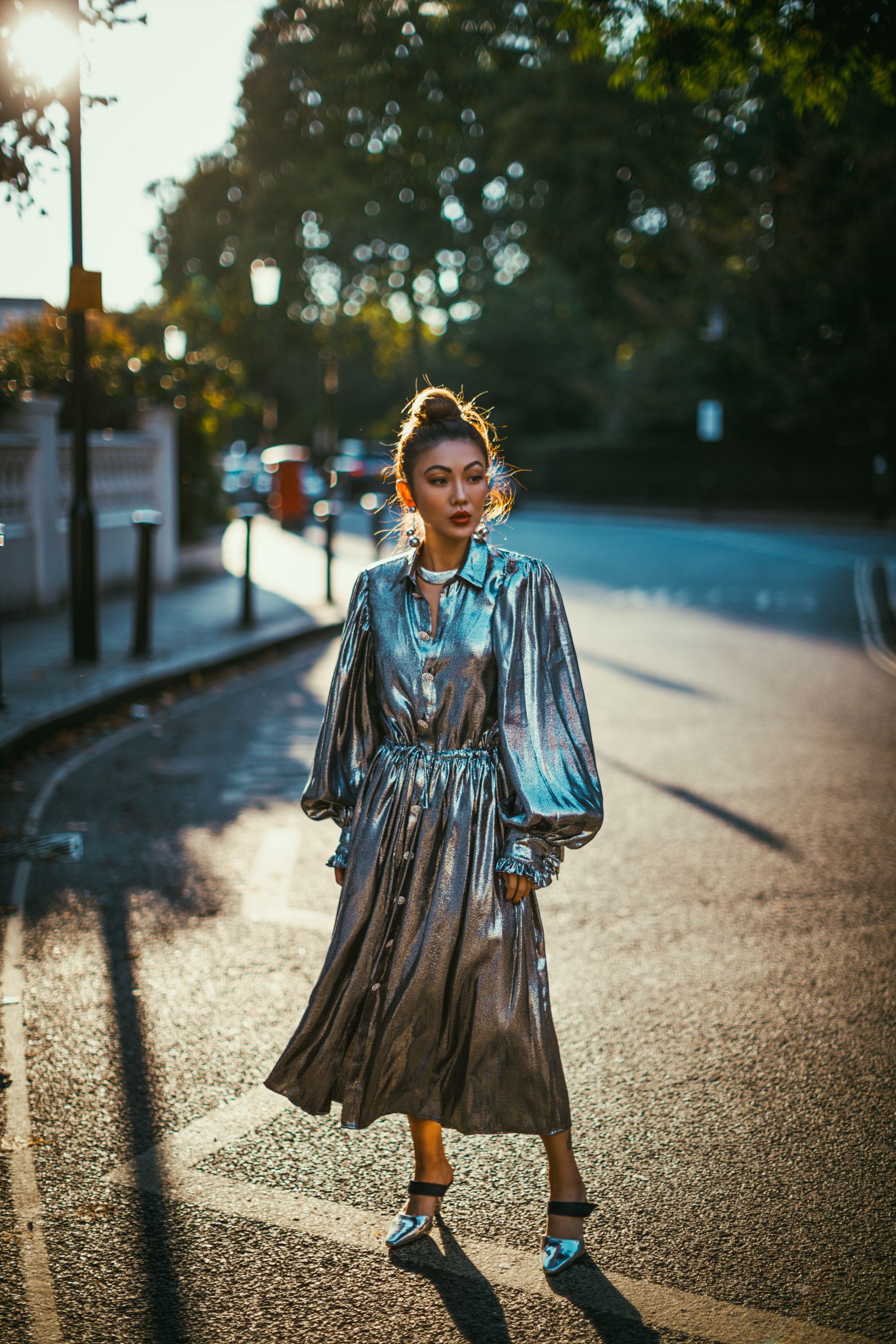 LFW Day 3 Streetstyle metallic dress // NotJessFashion.com