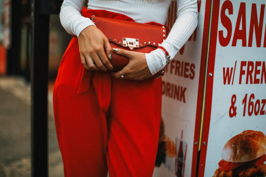 Nastygal Red Paper-bag Waist Pants Outfit // NotJessFashion.com