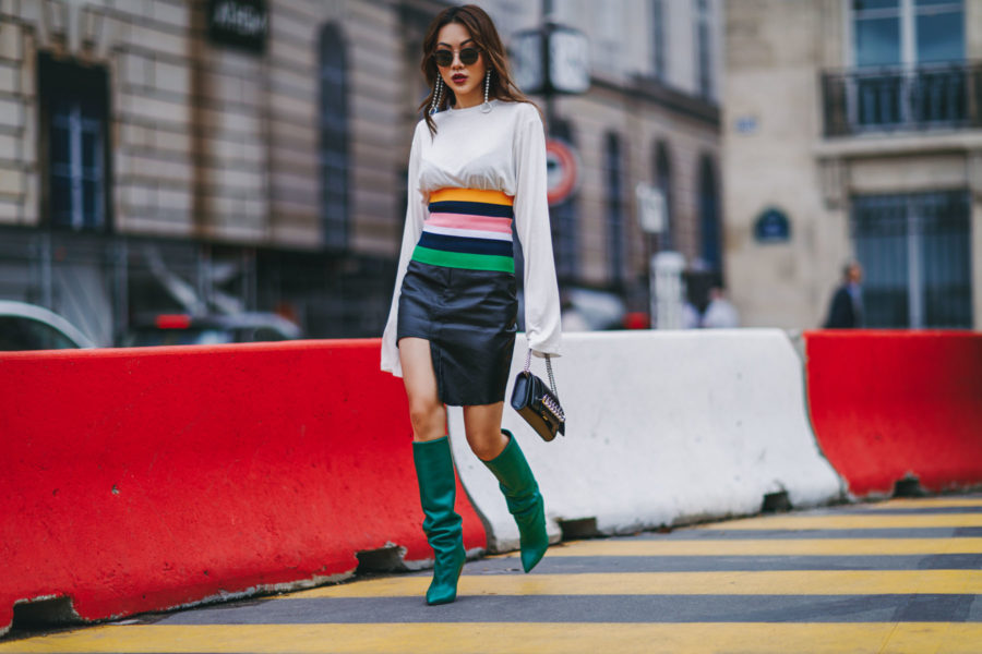 PFW Day 3 Green Leather Boots Street Style// NotJessFashion