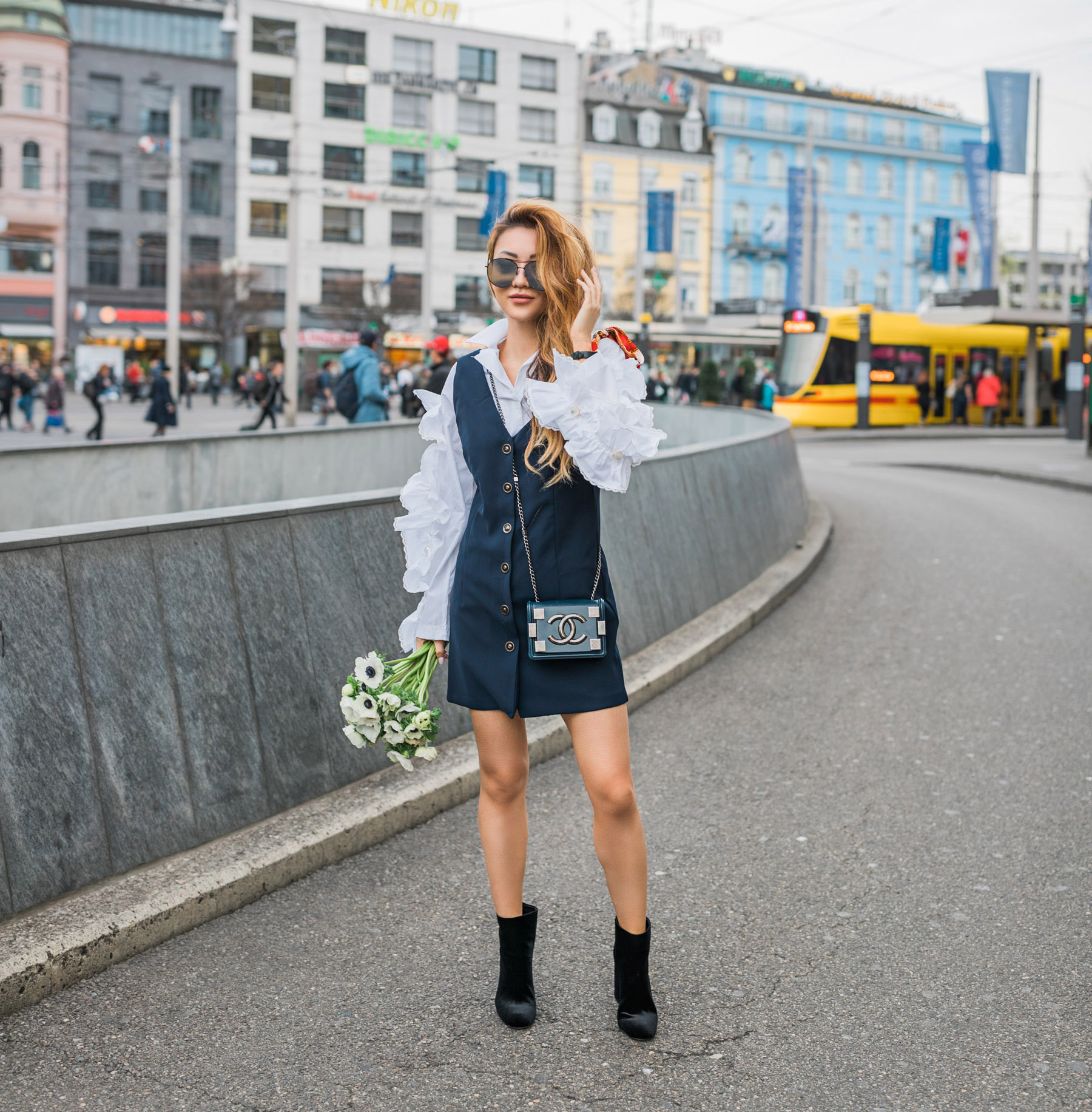 Blue Mini Chanel Bag With Chain Strap // Notjessfashion.com