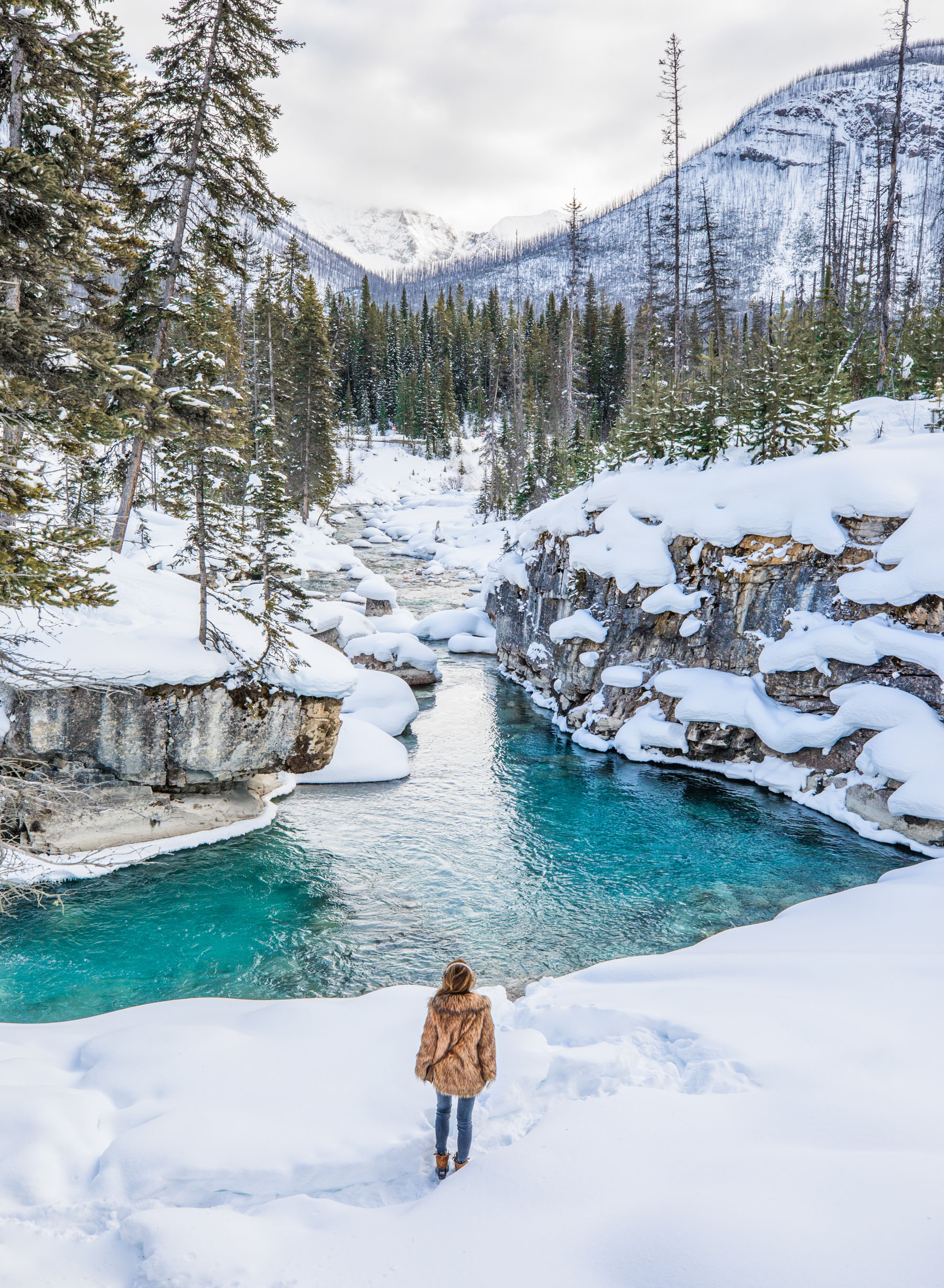 Banff Travel Guide - Brown Fur Coat with Ski Boots and Earmuffs // Notjessfashion.com