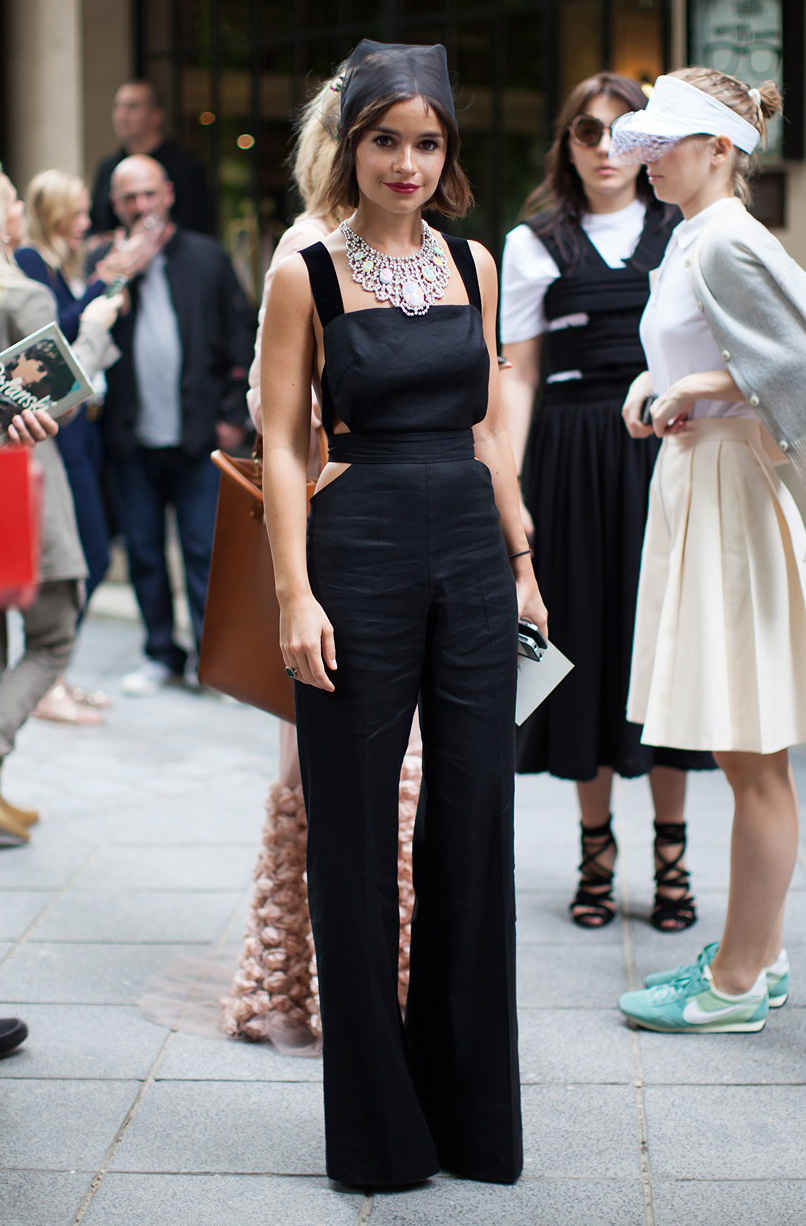 Black Jumpsuit with Statement Necklace for New Year's Eve // jessicawang.com