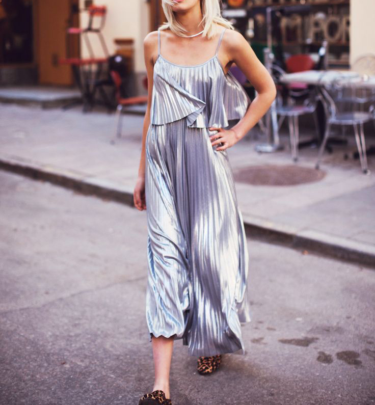 Dresses to Ring in 2018 - Metallic Maxi Dress // jessicawang.com