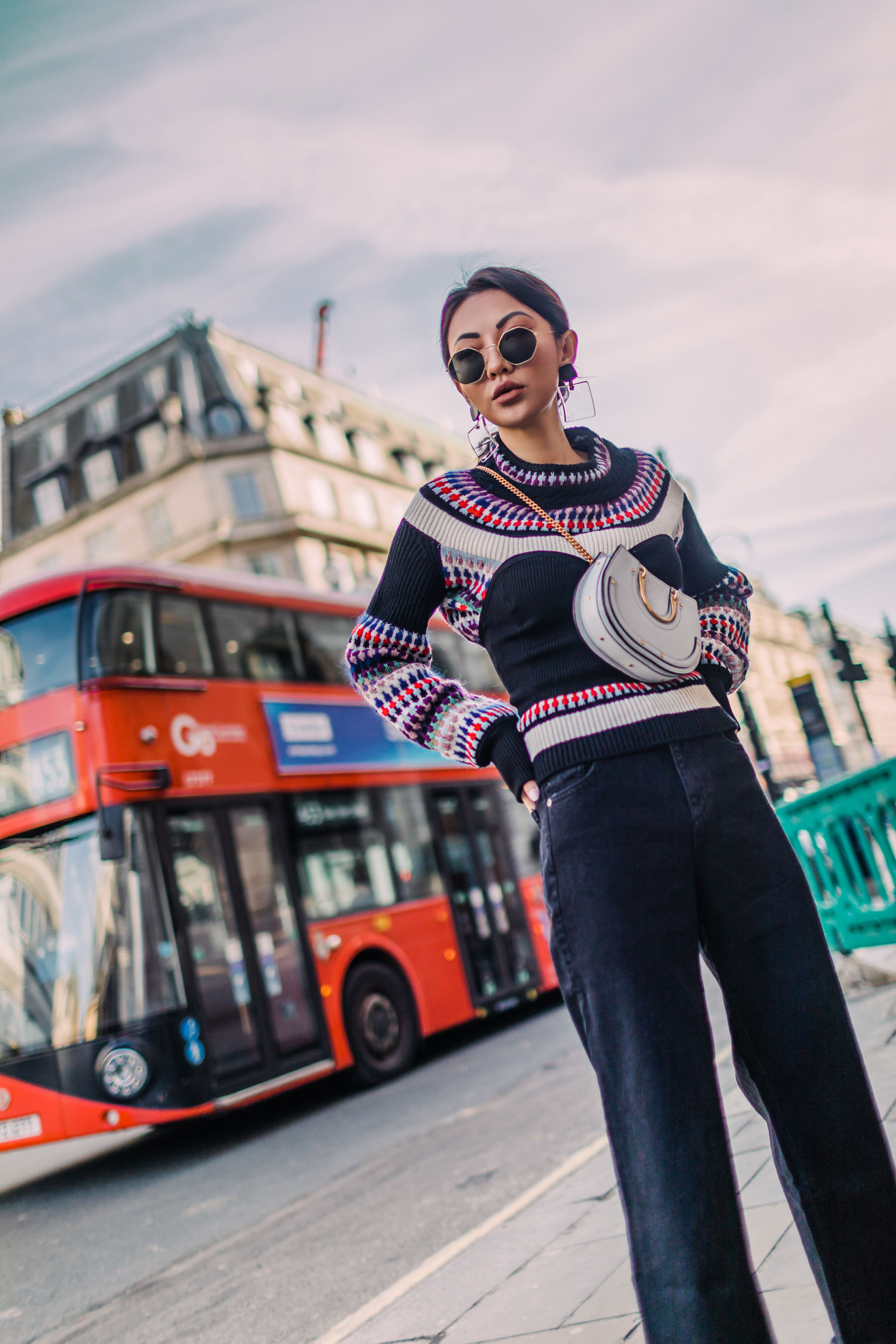 London Fashion Week Recap - Burberry Intarsia Sweater, Wide Leg Raw Hem Jeans // Notjessfashion.com