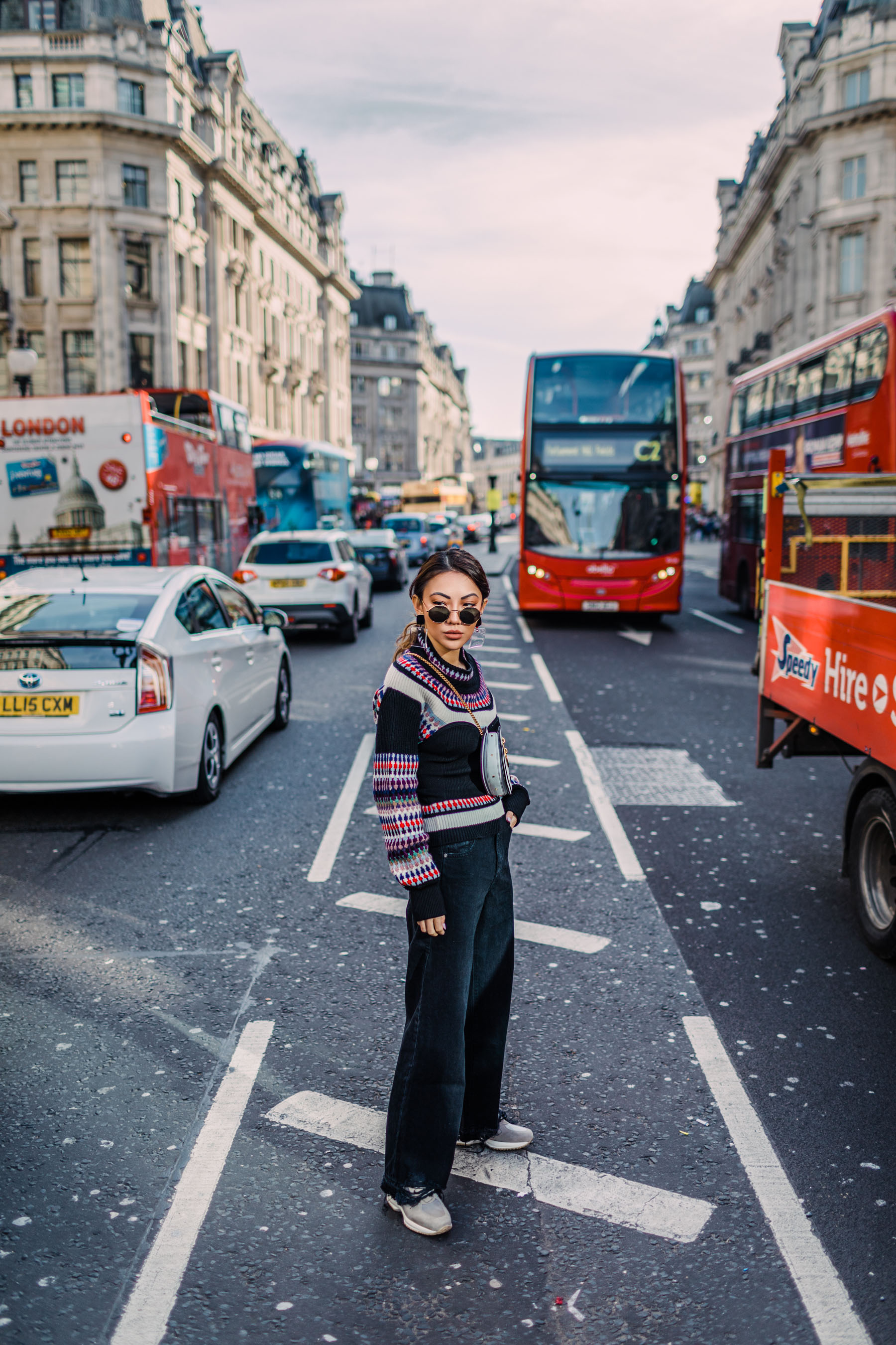 London Fashion Week Recap - Burberry Intarsia Sweater, Wide Leg Raw Hem Jeans // Notjessfashion.com