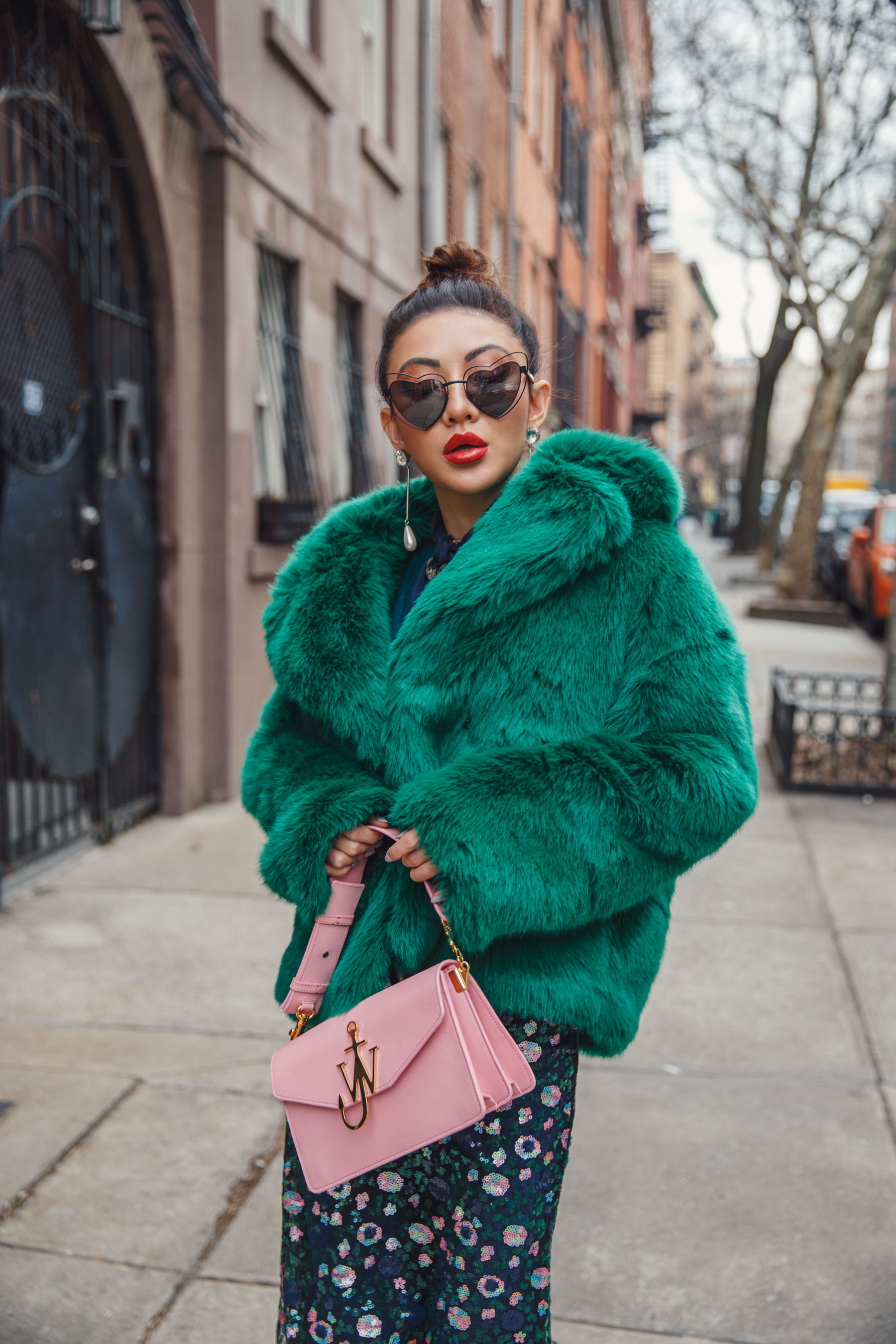 NYFW 2018 - Green Fur Coat, Monochromatic Green Look // Notjessfashion.com
