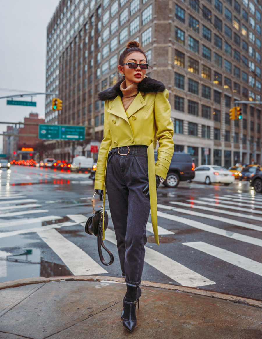 Yellow Leather Jacket Night Out Look // NotJessFashion.com
