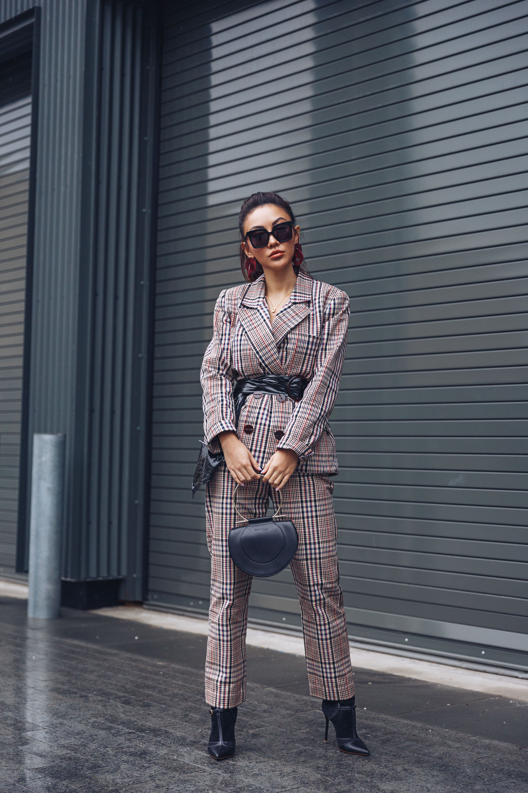 NYFW Day 4 - NotJessFashion going to Tibi Show // Notjessfashion.com // Plaid Suit with Leather Belt