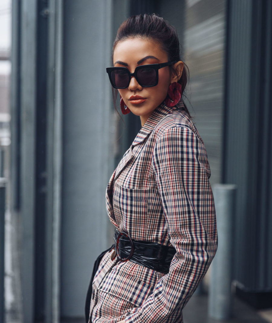 5 Must-Have Sunglasses Every It-Girl Is Wearing Now - Oversized Sunglasses, How To Wear Plaid, Plaid Suit, Co-ords for Spring, Street Style, Jessica Wang // NotJessFashion.com
