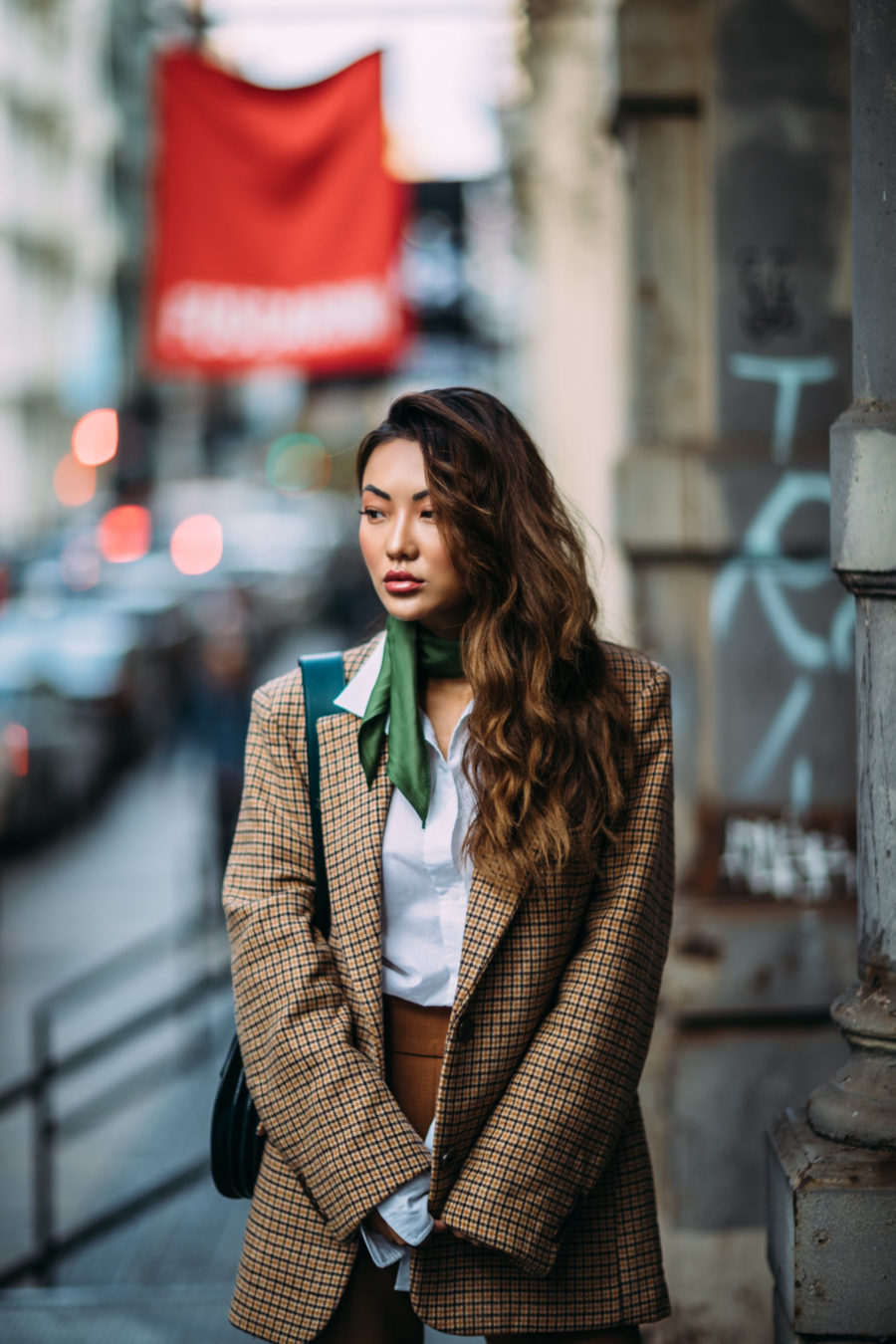 5 Ways to Pull Off Menswear-Inspired Outfits // Notjessfashion.com // NYC fashion blogger, top fashion blogger, asian blogger, oversized blazer, plaid blazer, menswear inspired fashion, jessica wang, green accessories