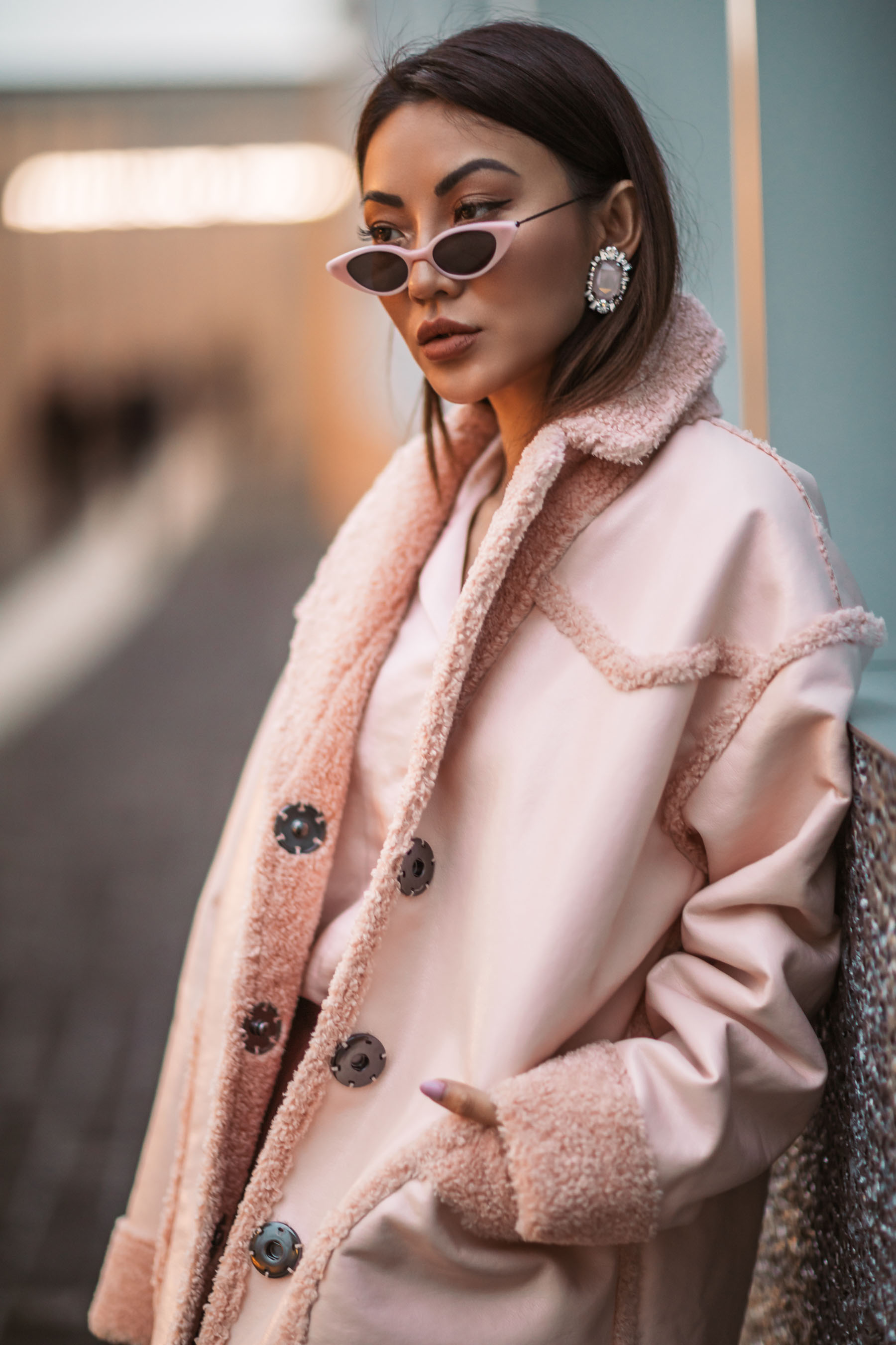 Milan Fashion Week - Pink Shearling Jacket, monochromatic pink outfit, mfw street style // Notjessfashion.com