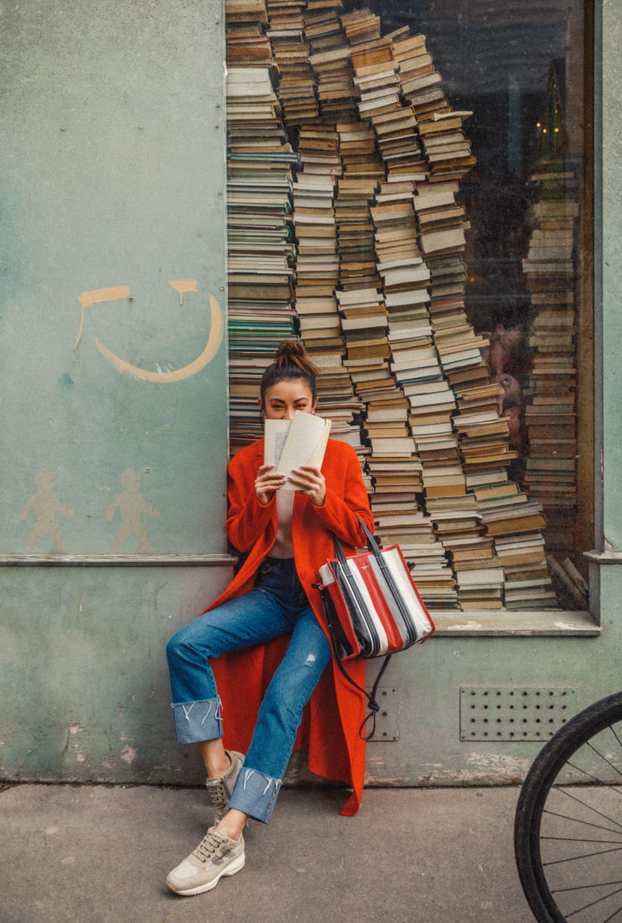 Summer Prints to Wear in the Fall - Balenciaga Stripe Shopper, fall outfit // Notjessfashion.com