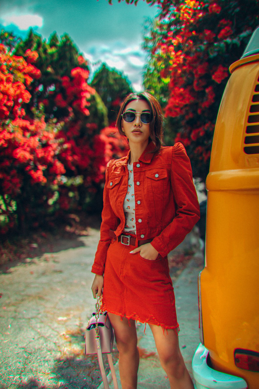 5 Best Colors to Wear This Summer & Stand Out - red denim outfit // Notjessfashion.com