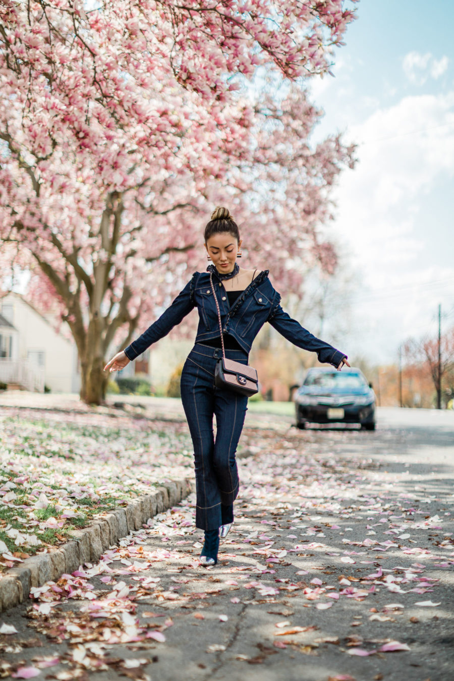 winter sales worth shopping featuring canadian tux, denim on denim outfit, chanel quilted bag // Notjessfashion.com