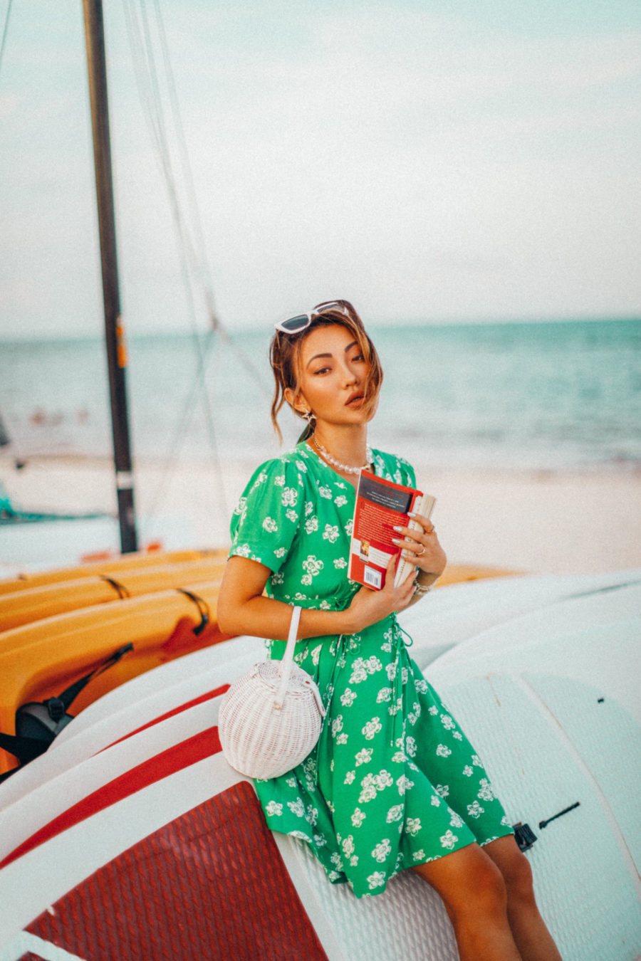 fashion blogger jessica wang wears green dress in mexico while sharing her spring reading list // Jessica Wang - Notjessfashion.com