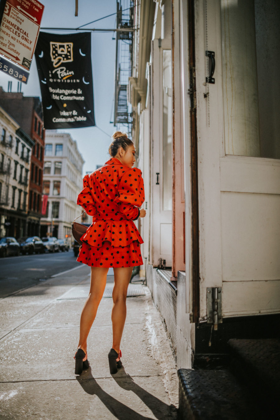 How to Manage a Full Day of Meetings in NYC - Uber's New Tools for Tricky Pickups, Red Polka Dot Dress // Notjessfashion.com