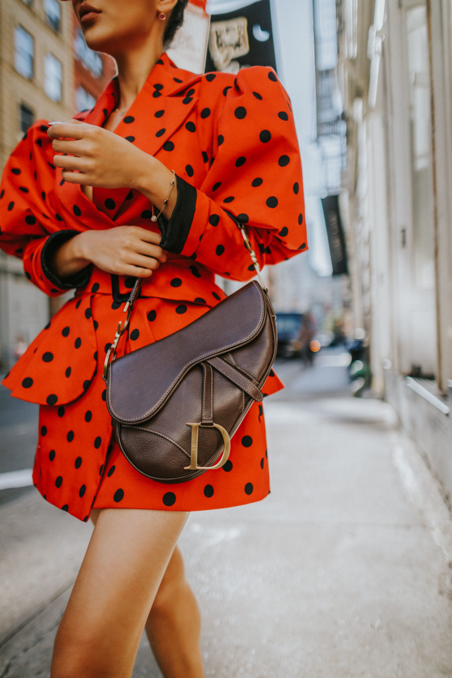How to Manage a Full Day of Meetings in NYC - Uber's New Tools for Tricky Pickups, Red Polka Dot Dress, Dior Saddle Bag // Notjessfashion.com