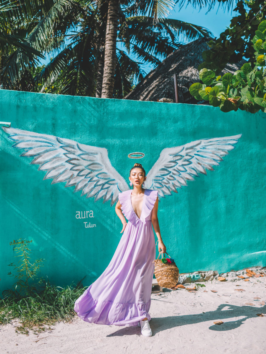 Vacationing in Tulum and Merida Mexico, travel style, tropical style, nastygal lavender dress // Notjessfashion.com