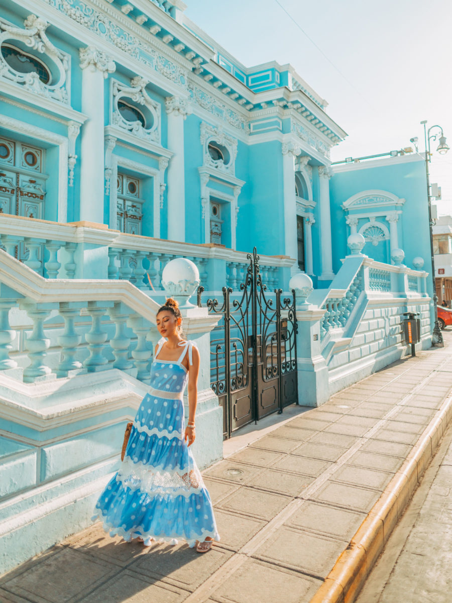 Safety Tips When Traveling to Mexico - Blue Lace Dress, Merida Mexico // Notjessfashion.com 