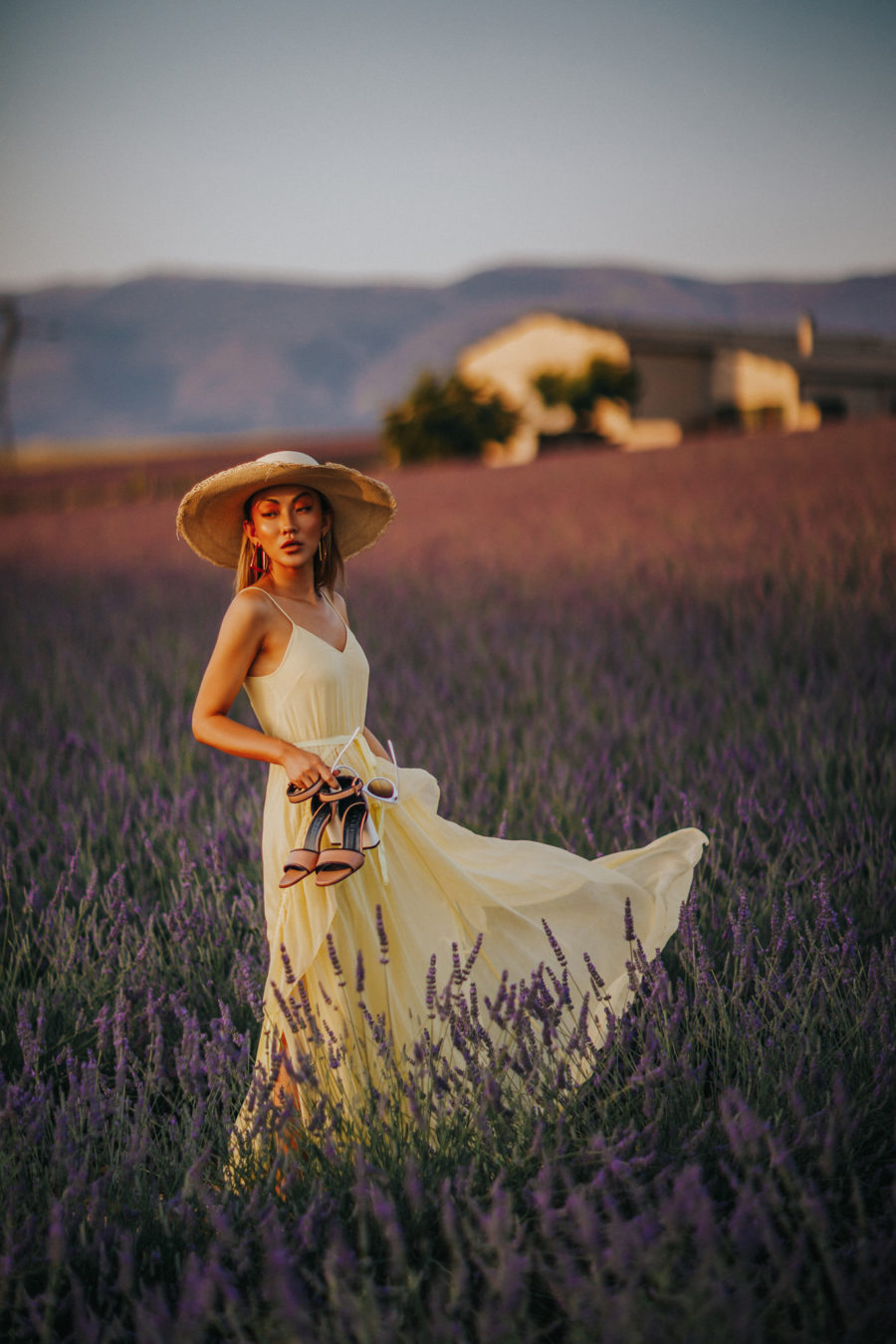 yellow dress in provence, marni sandals, white sunglasses // Notjessfashion.com