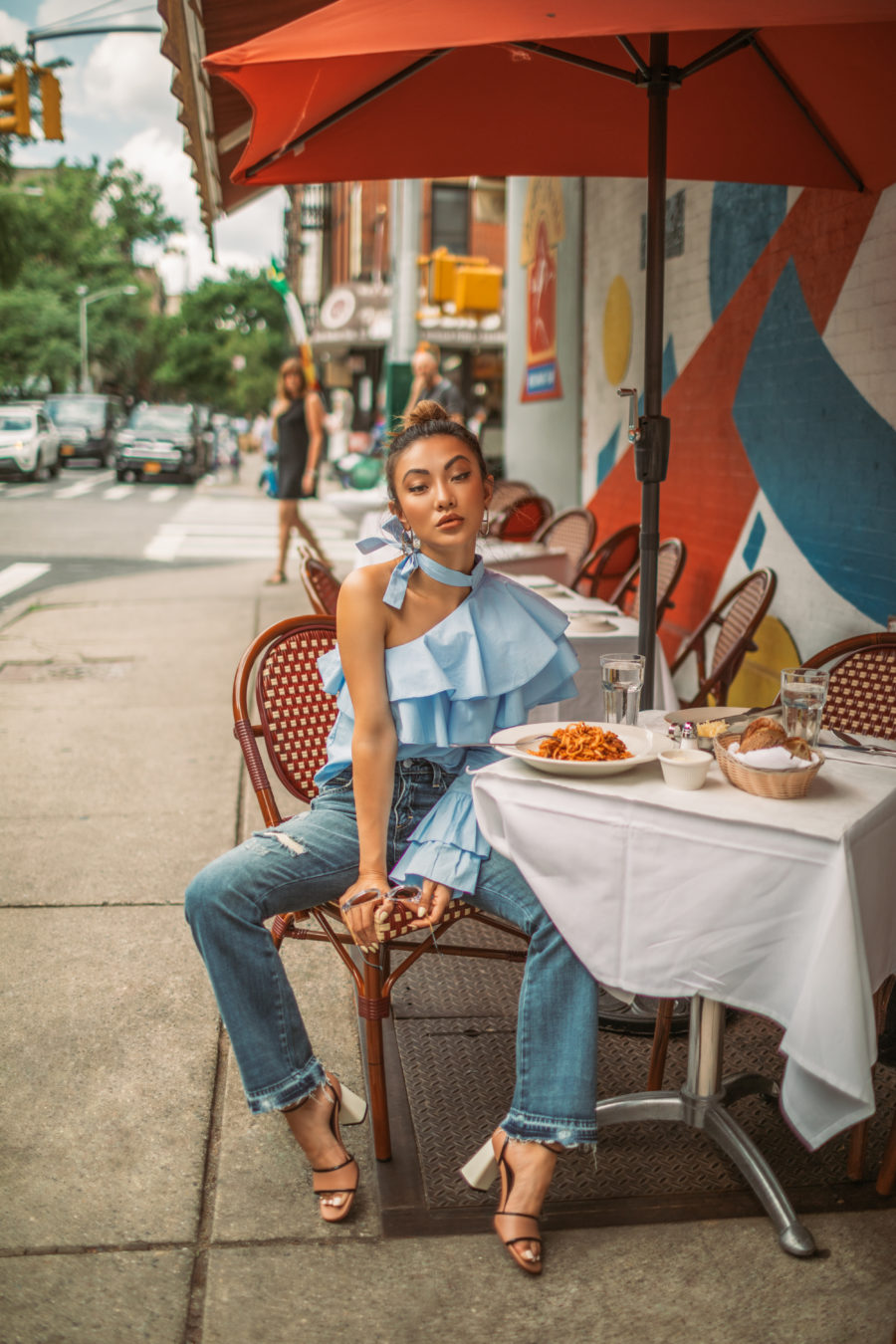 How Bloggers Make Money - Italian Food in NYC, blue ruffle top, the outnet fashion // Notjessfashion.com