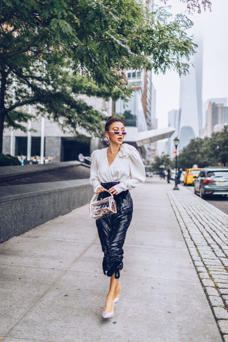 How to Mix Textures in Your Outfits Like a Pro - NYFW SS19 Recap, NYFW SS19 Street Style, holographic trend, metallic trend, sequin trend // Notjessfashion.com