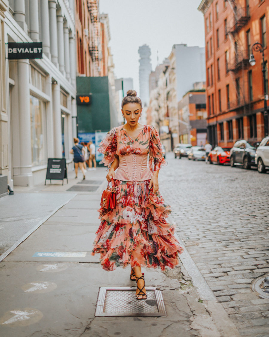 end of summer outfits - ruffle dress, corset style, couture fashion, nyc fashion blogger // Notjessfashion.com