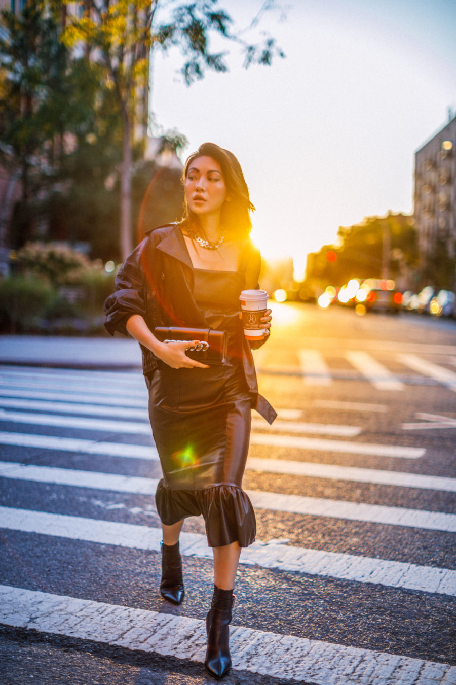 brown leather jacket, leather dress, fall outfit inspiration // Jessica Wang - Notjessfashion.com