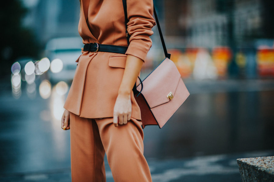 How to Style Pantsuits - Reiss Pant Suit, Belted Blazer, Tan suit, suits for women // Notjessfashion.com