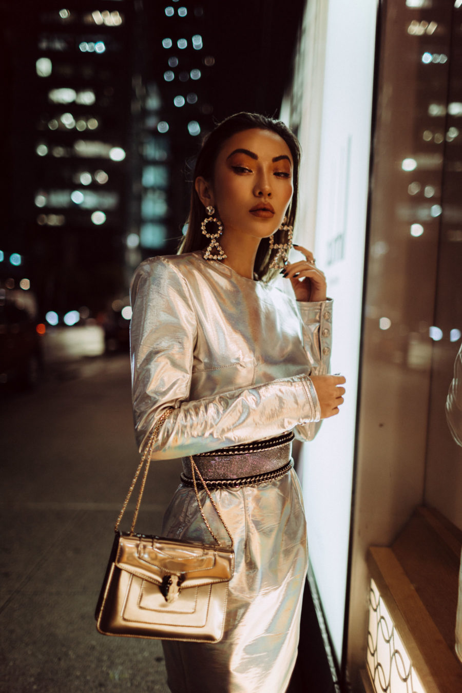 holiday trends for party season, holiday party outfit 2019, Metallic dress, metallic trend 2018, balmain silver dress // Notjessfashion.com