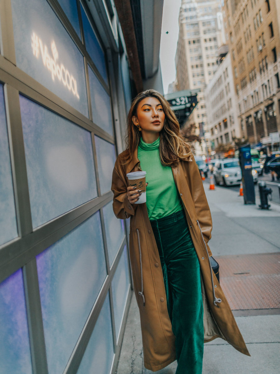 fashion blogger jessica wang wears black sweater with neon green denim skirt and shares the cyber monday deals worth shopping // Notjessfashion.com