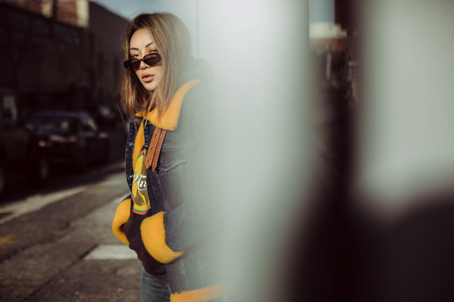 2019 denim must haves, denim on denim outfit 2019, 7fam denim jacket, jw anderson hoodie // Notjessfashion.com