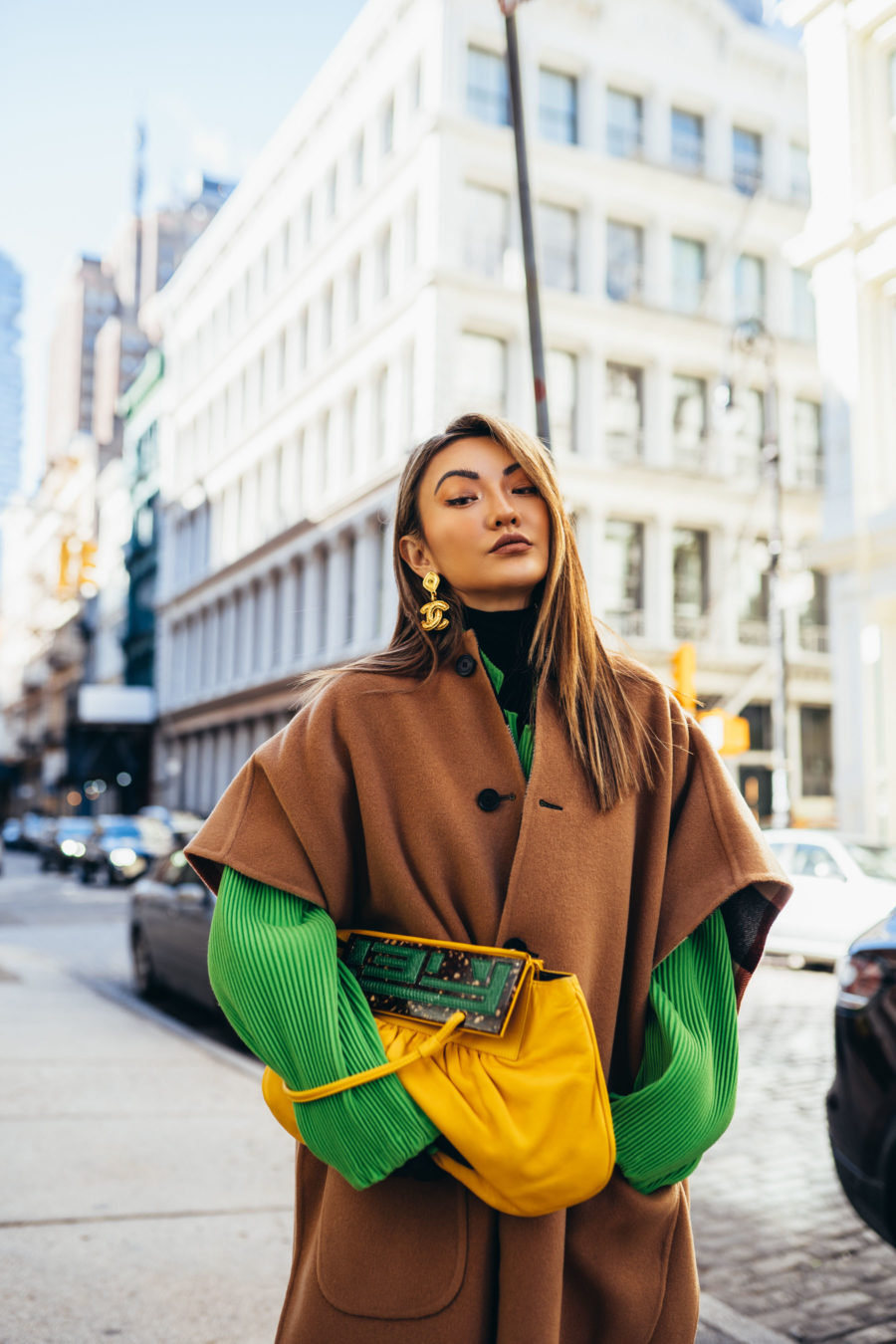 nyfw street style, nyfw spring 2019 street style, yellow snakeskin boots, burberry poncho // jessicawang.com