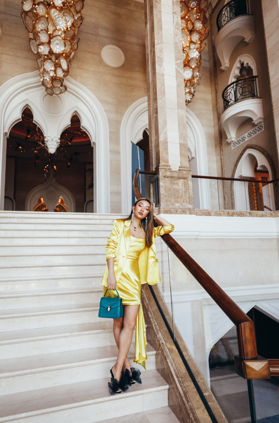 jessica wang wearing cinq a sept yellow slip dress while sharing bridal gift ideas // Jessica Wang - Notjessfashion.com