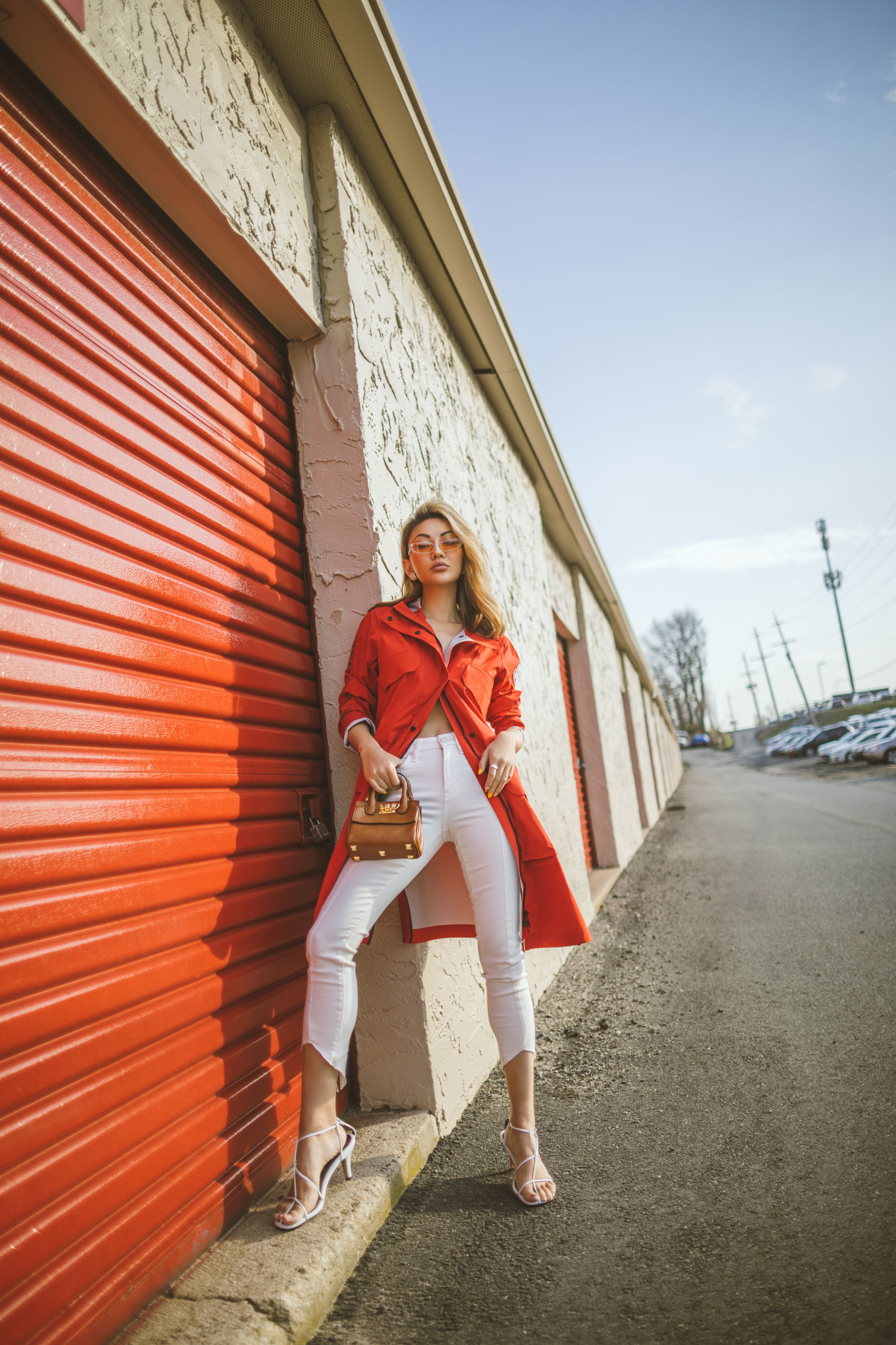 transition your summer pieces to fall, white jeans, canada goose coat, white strappy sandals, minimalist sandals // Notjessfashion.com