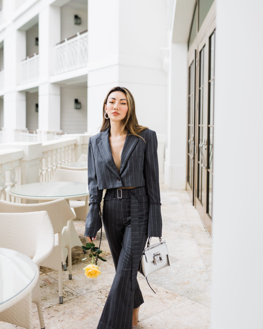 fashion blogger jessica wang wearing fall's biggest trends - cropped blazer suit // Jessica Wang - Notjessfashion.com