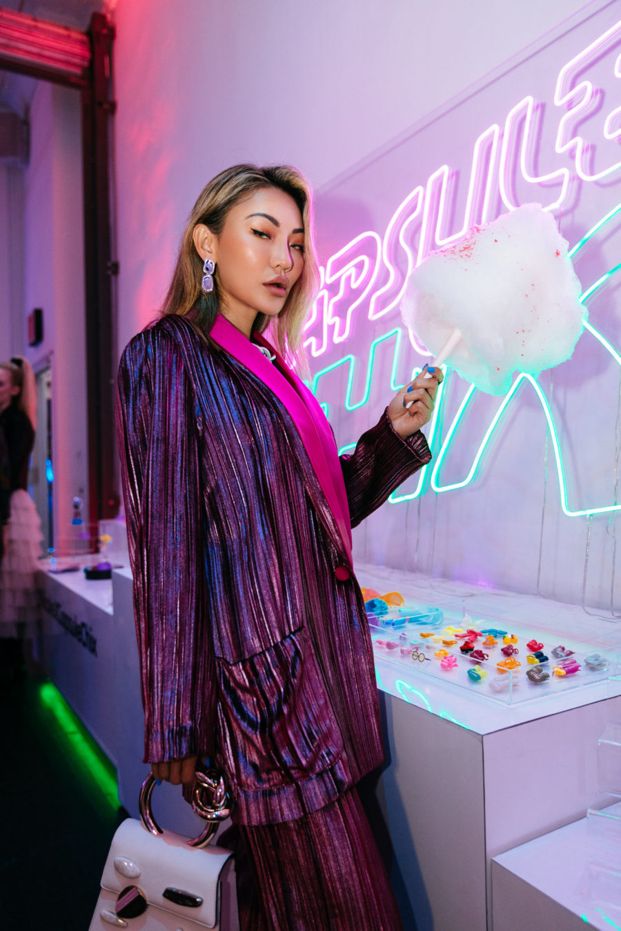 Jessica Wang wearing an oversized blazer with wide leg pants while sharing tips to becoming an influencer in 2021 // Jessica Wang - Notjessfashion.com
